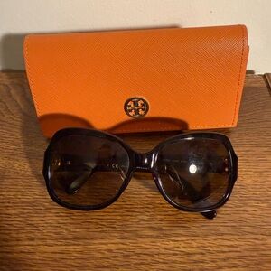 Tory Burch Brown Polarized Sunglasses with Gold Accents